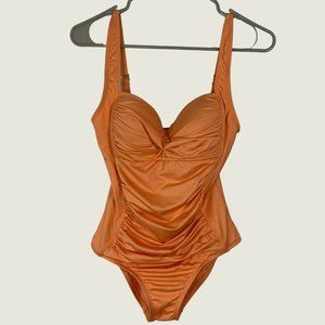 Liz Claiborne Orange Ruched Waist One Piece Swimsuit Bathing suit
